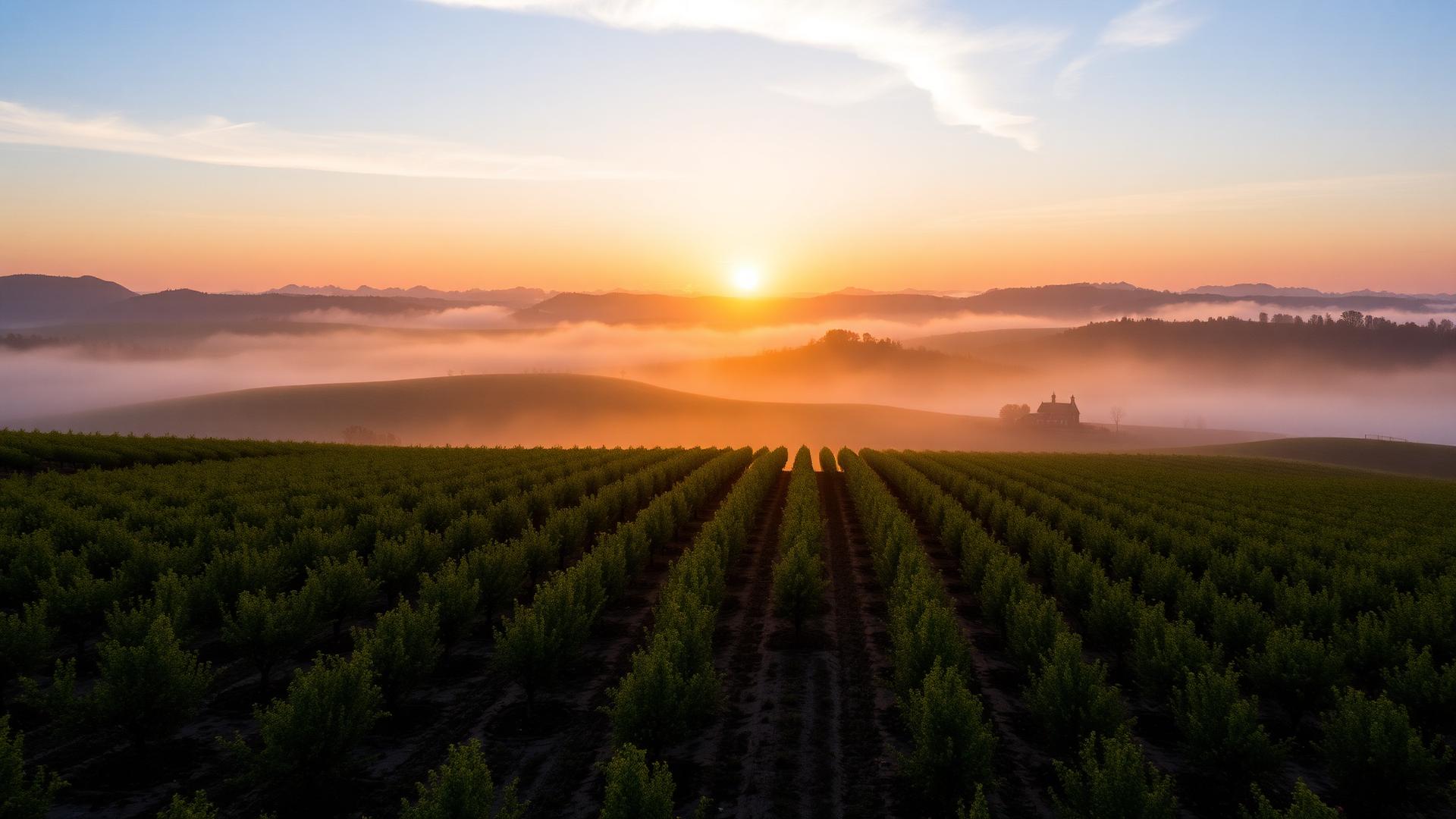 Acton-area growing land at sunrise